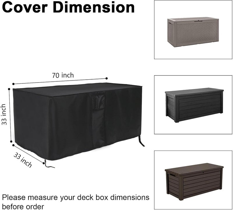 Jungda Outdoor Storage Box Cover for 260 Gallon Deck Box, Deck Box Cover, Waterproof Patio Storage Box Covers - 70 x 33 x 33 Inch - Image 2